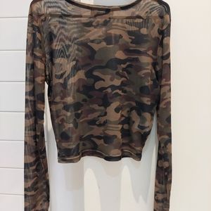 Valleygirl Camouflage Print Mesh Long 